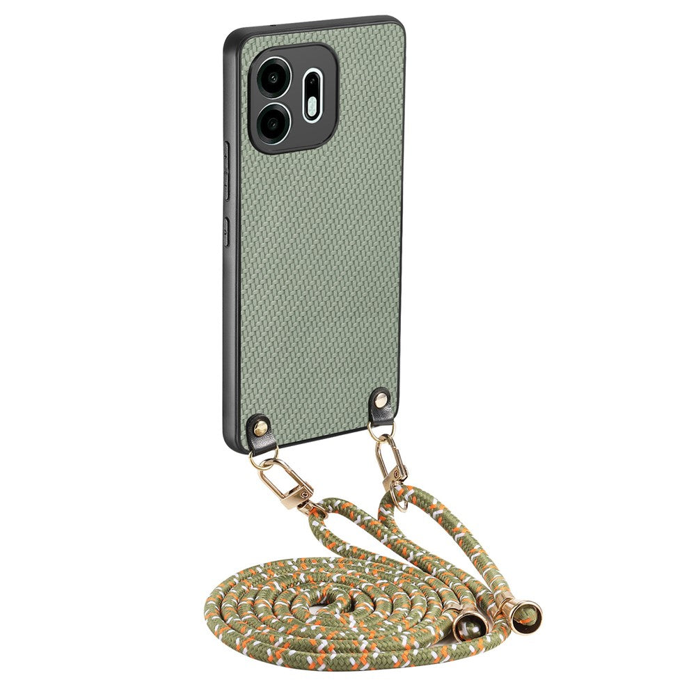 For OnePlus N6 4G Case Carbon Fiber Texture Hybrid Phone Back Cover with Adjustable Strap