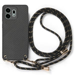 For OnePlus N6 4G Case Carbon Fiber Texture Hybrid Phone Back Cover with Adjustable Strap
