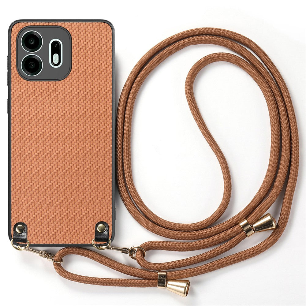 For OnePlus N6 4G Case Carbon Fiber Texture Hybrid Phone Back Cover with Adjustable Strap