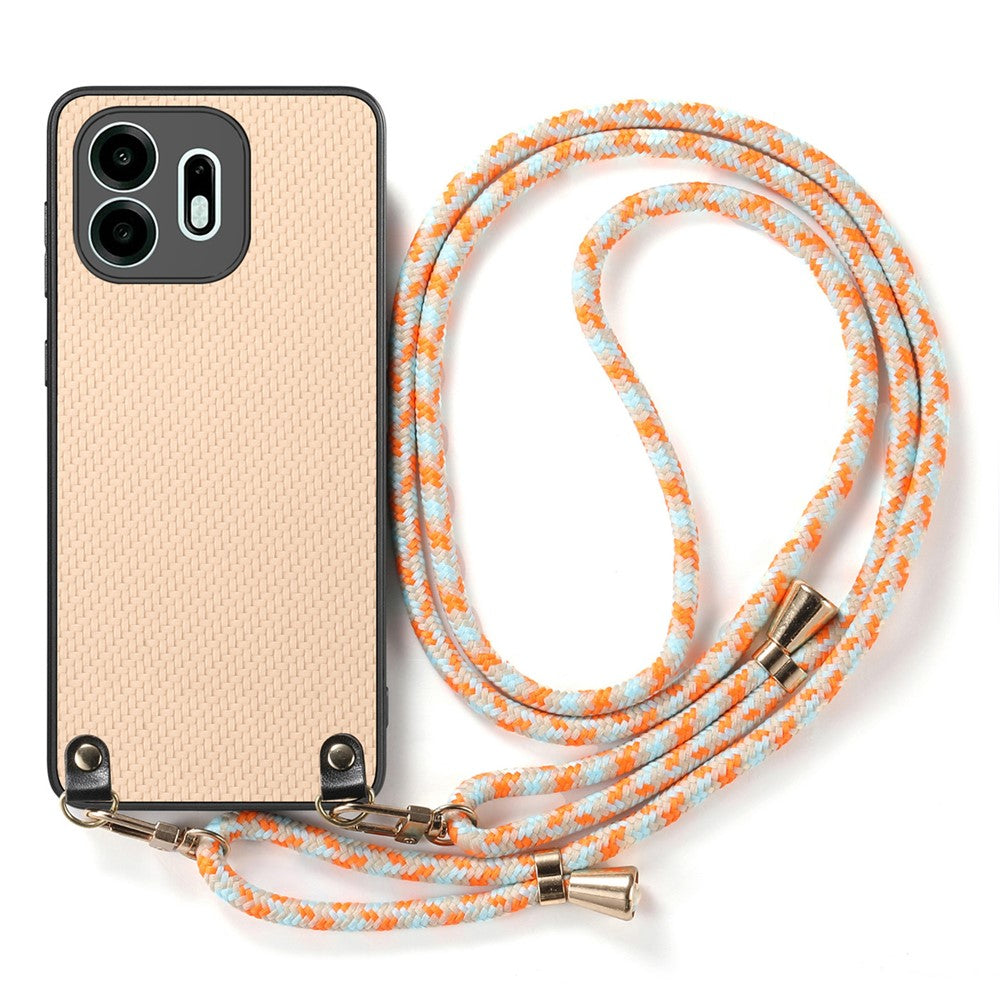 For OnePlus N6 4G Case Carbon Fiber Texture Hybrid Phone Back Cover with Adjustable Strap