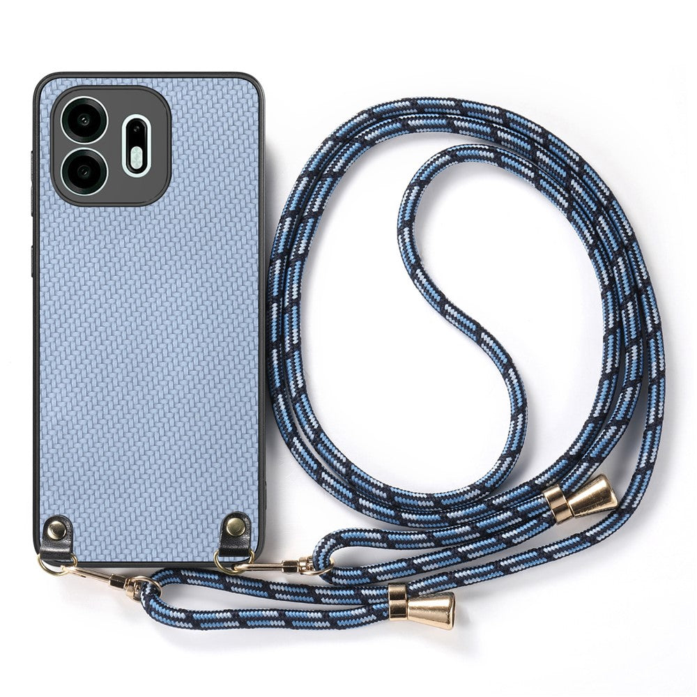 For OnePlus N6 4G Case Carbon Fiber Texture Hybrid Phone Back Cover with Adjustable Strap