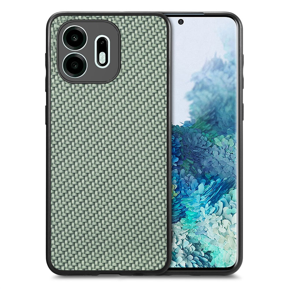 Til OnePlus N6 4G Cover, kulfibertekstur PU-læder + PC + TPU Telefoncover