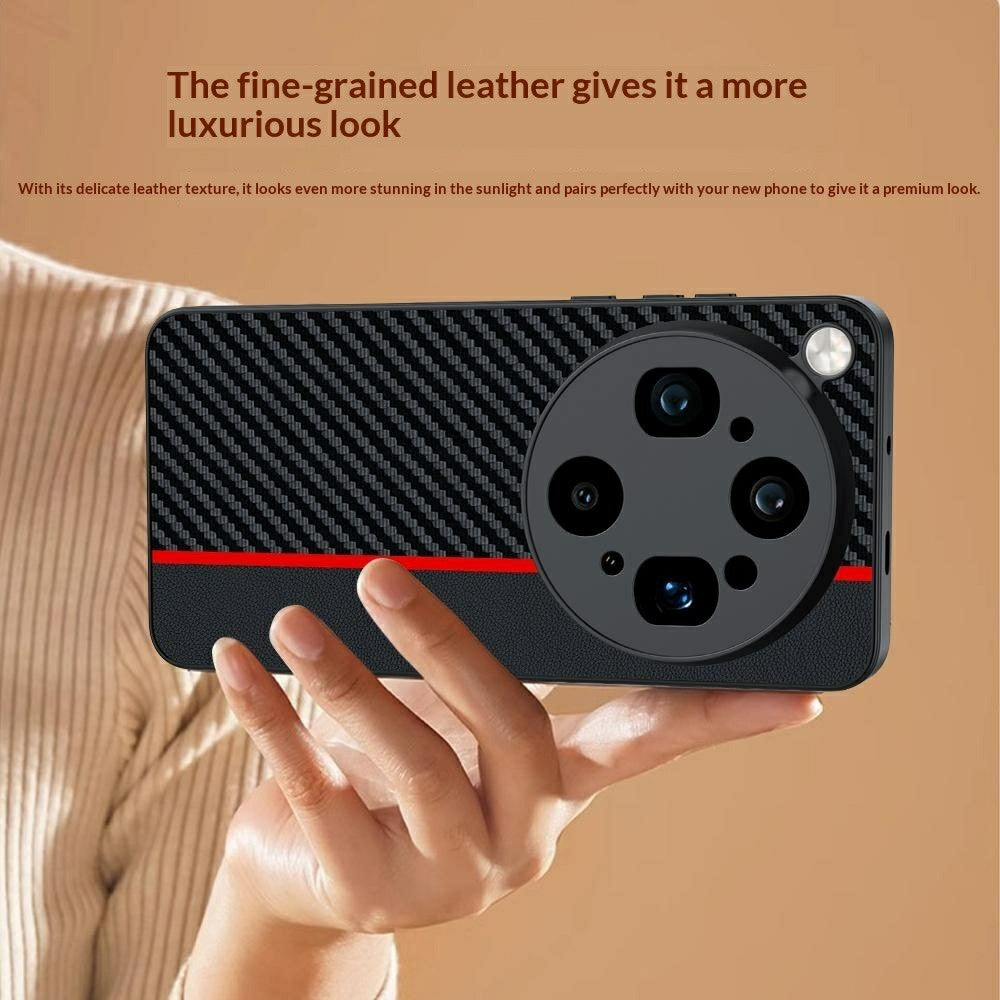 For Oppo Find X9 Ultra 5G Case Leather + PC Hard Phone Cover Carbon Fiber Texture