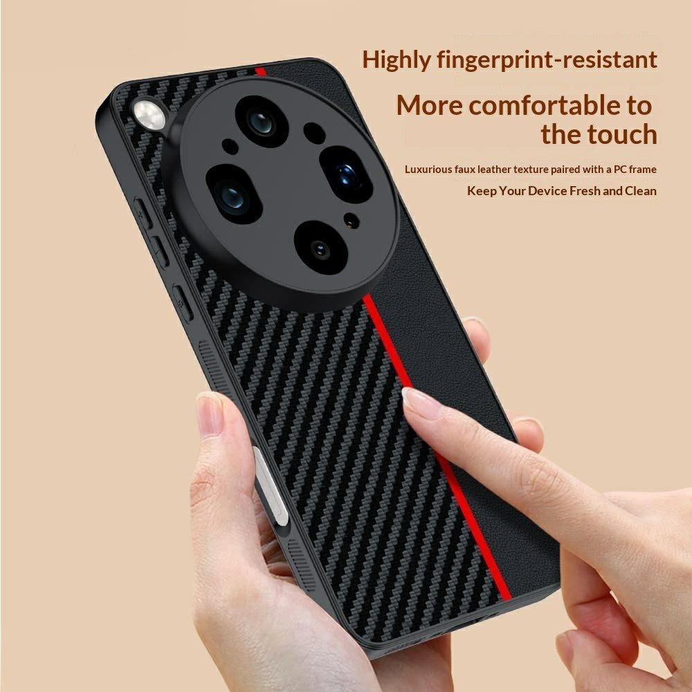 For Oppo Find X9 Ultra 5G Case Leather + PC Hard Phone Cover Carbon Fiber Texture