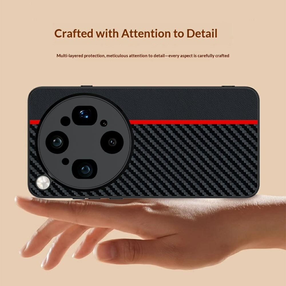 For Oppo Find X9 Ultra 5G Case Leather + PC Hard Phone Cover Carbon Fiber Texture