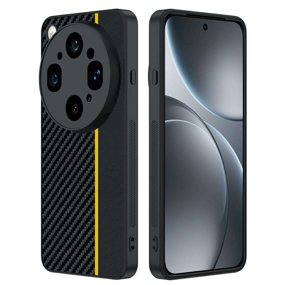For Oppo Find X9 Ultra 5G Case Leather + PC Hard Phone Cover Carbon Fiber Texture