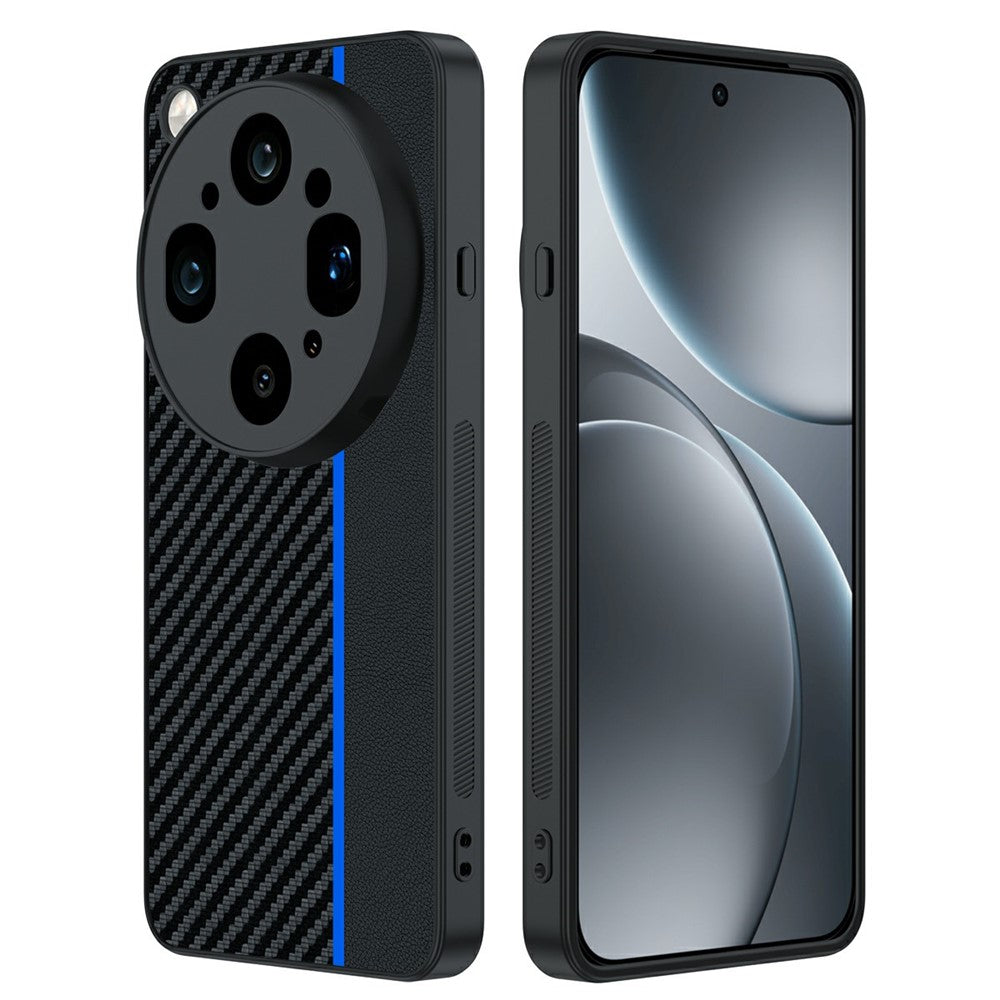 For Oppo Find X9 Ultra 5G Case Leather + PC Hard Phone Cover Carbon Fiber Texture
