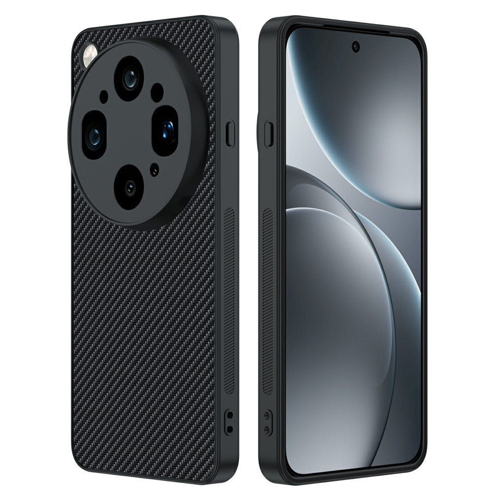 For Oppo Find X9 Ultra 5G Case Leather + PC Hard Phone Cover Carbon Fiber Texture