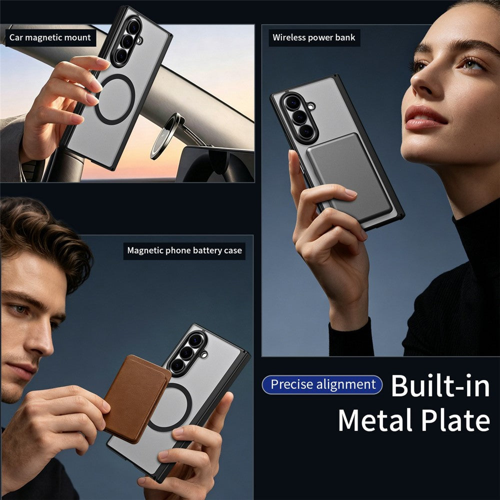 For Samsung Galaxy Z Fold7 5G Case Hard PC Matte Phone Cover with Built-in Tempered Glass Film