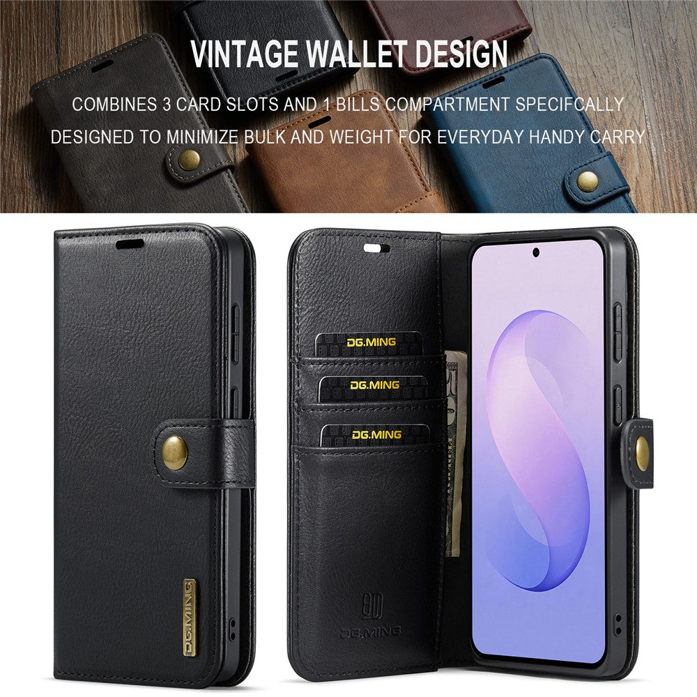 DG.MING for Samsung Galaxy A14 4G / A14 5G Leather Wallet Case Detachable 2 in 1 Split Leather Phone Cover