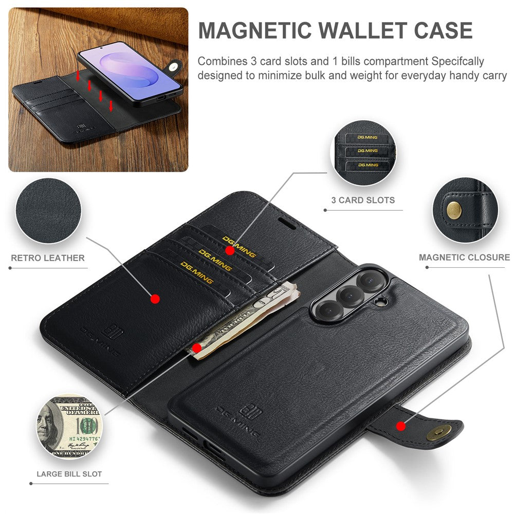 DG.MING for Samsung Galaxy A14 4G / A14 5G Leather Wallet Case Detachable 2 in 1 Split Leather Phone Cover