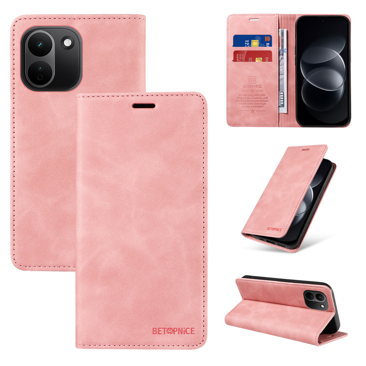 BETOPNICE for Xiaomi Redmi Note 17 Pro+ 5G Case  Magnetic Closure RFID Blocking Wallet Stand Leather Phone Cover