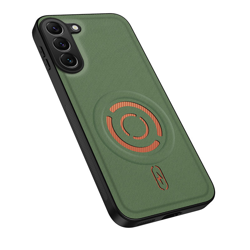 WANLONFENG for Samsung Galaxy S23+ KJB Series Magnetic Case Tech Fabric Texture PC+TPU Shockproof Phone Cover