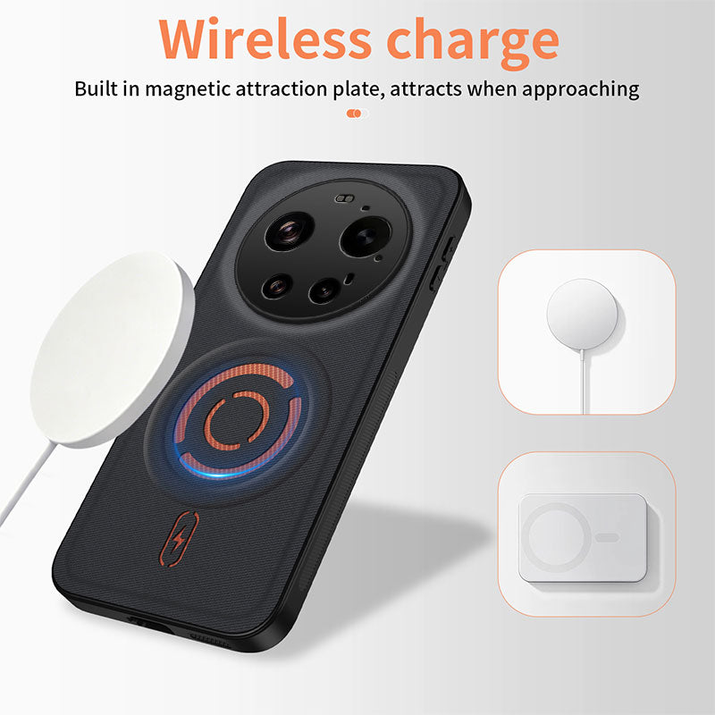 WANLONFENG for Xiaomi 17 Ultra 5G KJB Series Magnetic Case Tech Fabric Texture PC+TPU Shockproof Phone Cover