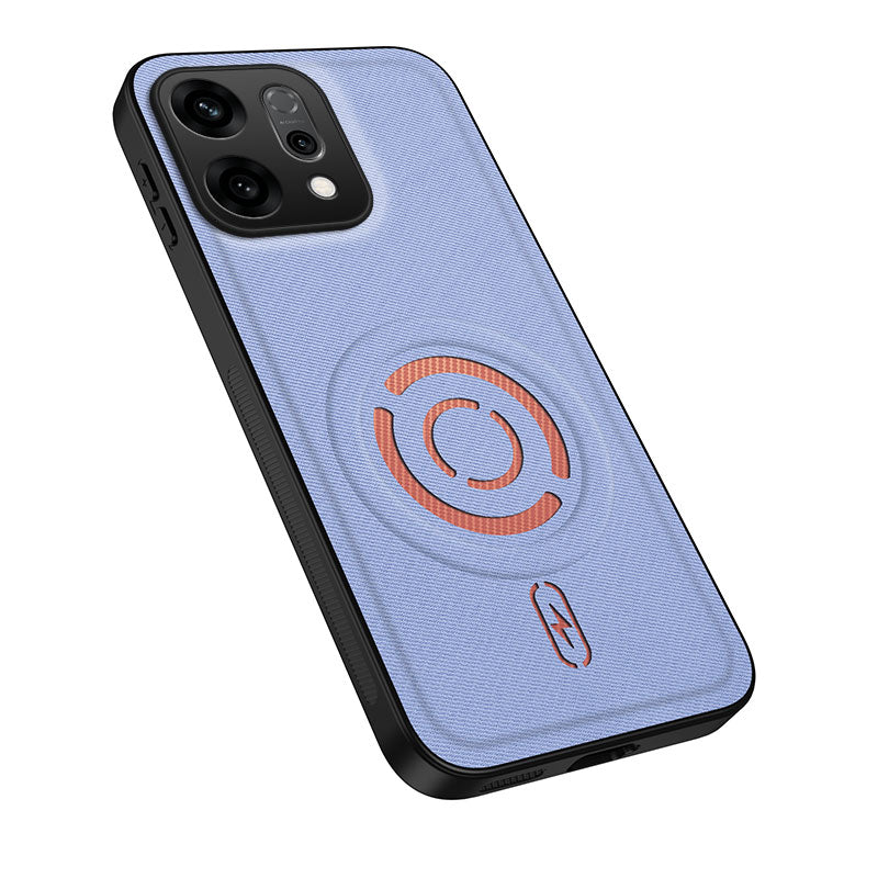 WANLONFENG for Oppo Reno14 Pro 5G (Global) KJB Series Magnetic Case Tech Fabric Texture PC+TPU Shockproof Phone Cover