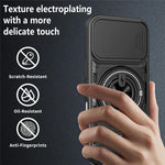 For iPhone 16 Magnetic Case Sliding Camera Cover TPU+PC Phone Cover with Rotating Kickstand