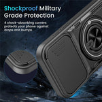 For iPhone 16 Magnetic Case Sliding Camera Cover TPU+PC Phone Cover with Rotating Kickstand