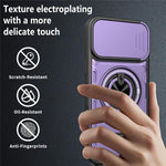 For iPhone 16 Pro Magnetic Case Sliding Camera Cover TPU+PC Phone Cover with Rotating Kickstand