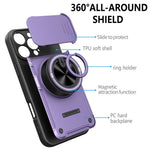 For iPhone 16 Pro Magnetic Case Sliding Camera Cover TPU+PC Phone Cover with Rotating Kickstand