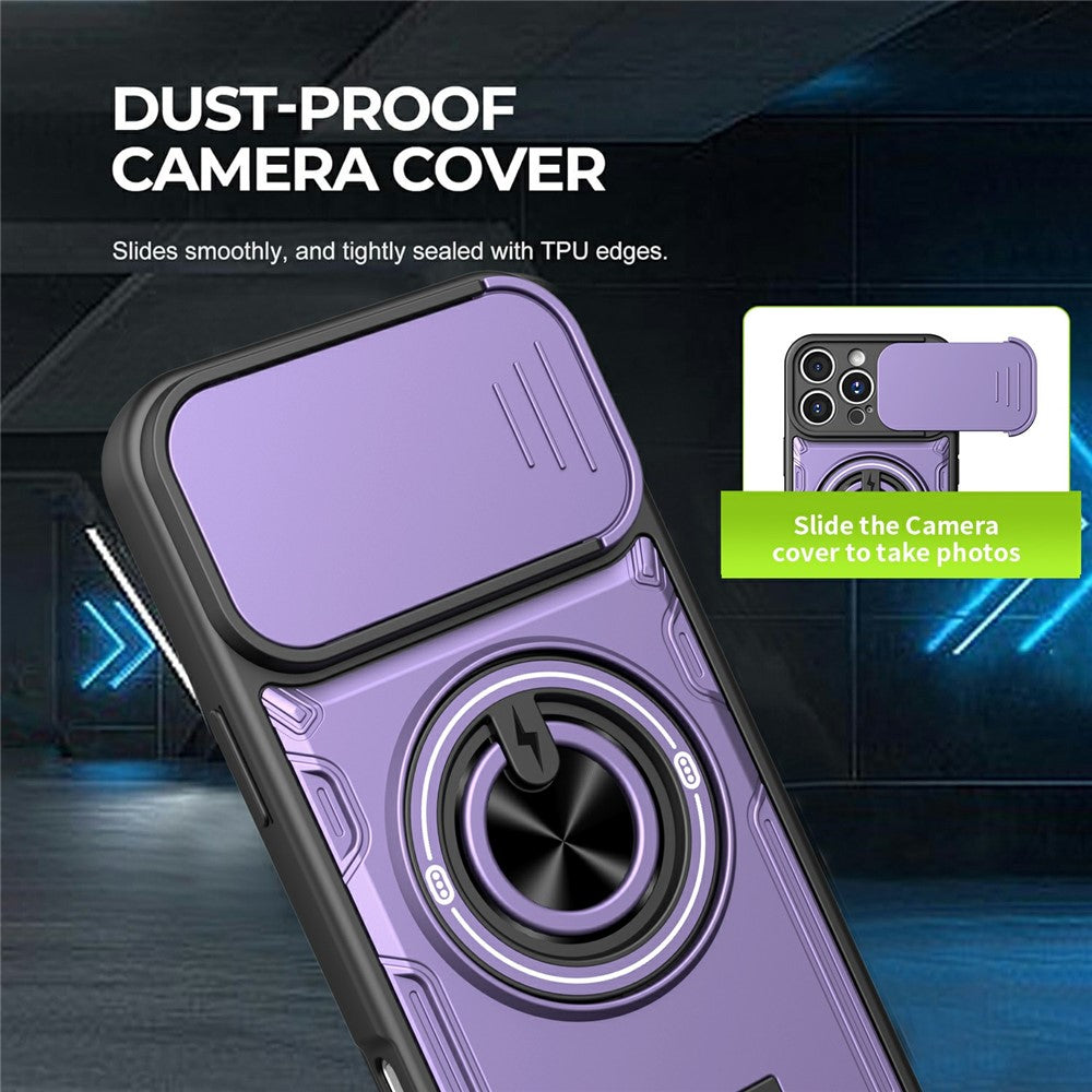 Til iPhone 16 Pro Max Magnetisk Cover Skydende Kameradæksel TPU+PC Telefoncover med Roterende Støtteben
