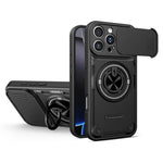Til iPhone 16 Pro Max Magnetisk Cover Skydende Kameradæksel TPU+PC Telefoncover med Roterende Støtteben