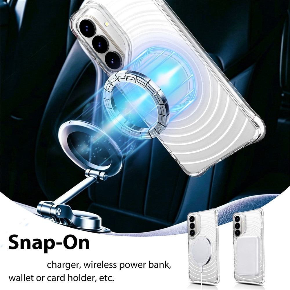 For Samsung Galaxy S25 / S24 Magnetic Case Airbag Corner Shockproof Ripple TPU Phone Cover