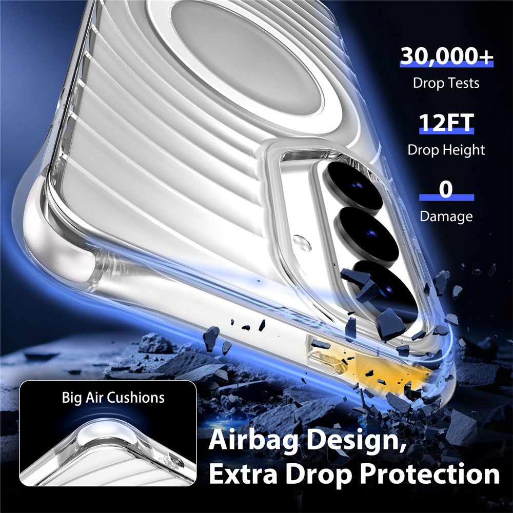 For Samsung Galaxy S25 / S24 Magnetic Case Airbag Corner Shockproof Ripple TPU Phone Cover