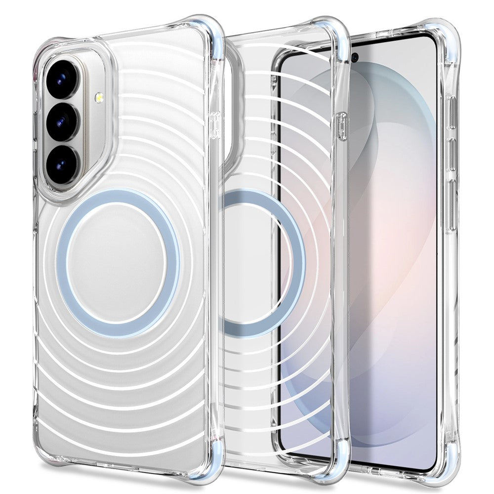 For Samsung Galaxy S25 / S24 Magnetic Case Airbag Corner Shockproof Ripple TPU Phone Cover