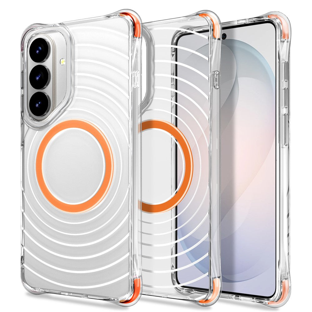 For Samsung Galaxy S25 / S24 Magnetic Case Airbag Corner Shockproof Ripple TPU Phone Cover