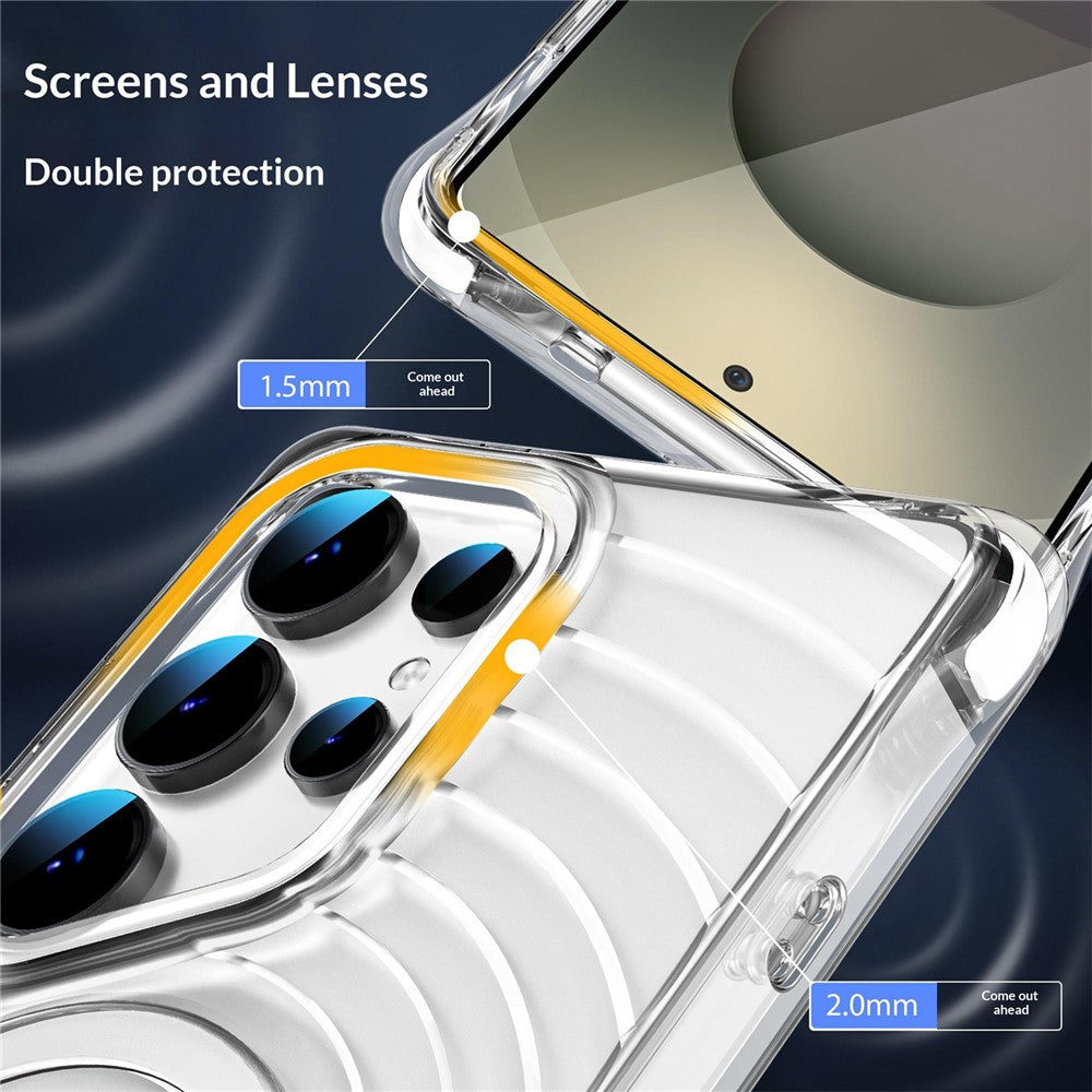 For Samsung Galaxy S25 Ultra Magnetic Case Airbag Corner Shockproof Ripple TPU Phone Cover