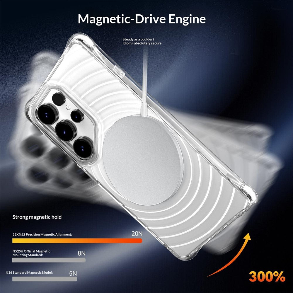 For Samsung Galaxy S25 Ultra Magnetic Case Airbag Corner Shockproof Ripple TPU Phone Cover