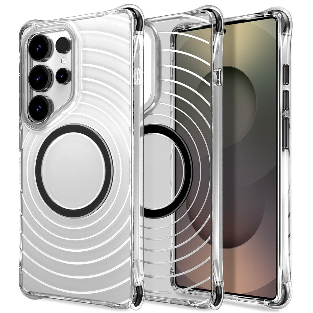For Samsung Galaxy S25 Ultra Magnetic Case Airbag Corner Shockproof Ripple TPU Phone Cover