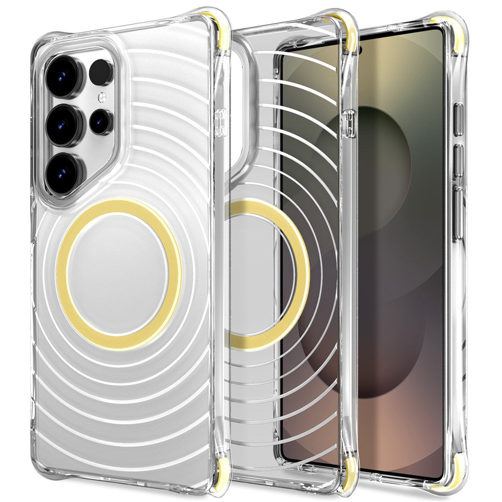 For Samsung Galaxy S25 Ultra Magnetic Case Airbag Corner Shockproof Ripple TPU Phone Cover
