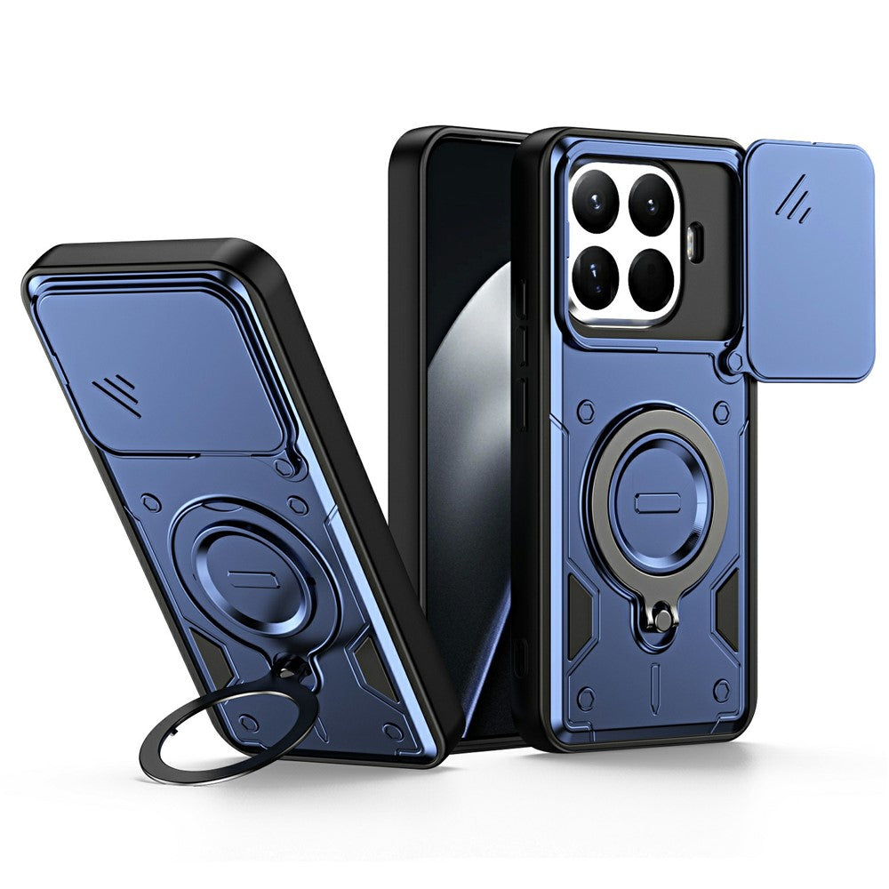 For Xiaomi 17T Case with Slide Lens Cover Rotatable Kickstand Shockproof TPU + PC Phone Shell
