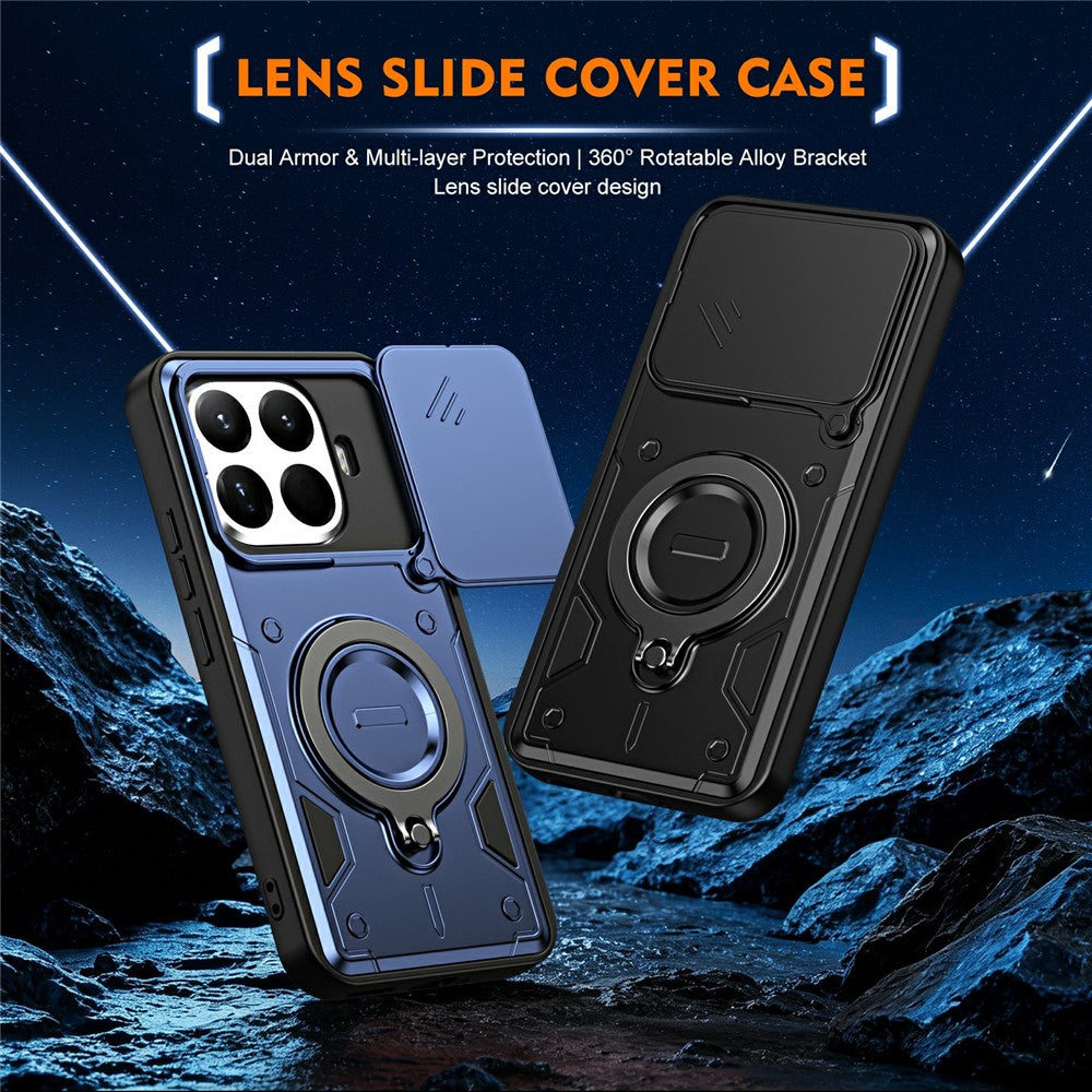 For Xiaomi 17T Case with Slide Lens Cover Rotatable Kickstand Shockproof TPU + PC Phone Shell