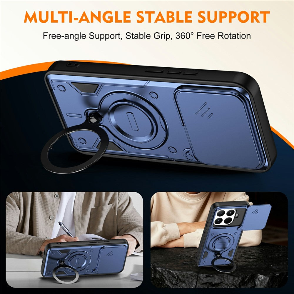For Xiaomi 17T Case with Slide Lens Cover Rotatable Kickstand Shockproof TPU + PC Phone Shell