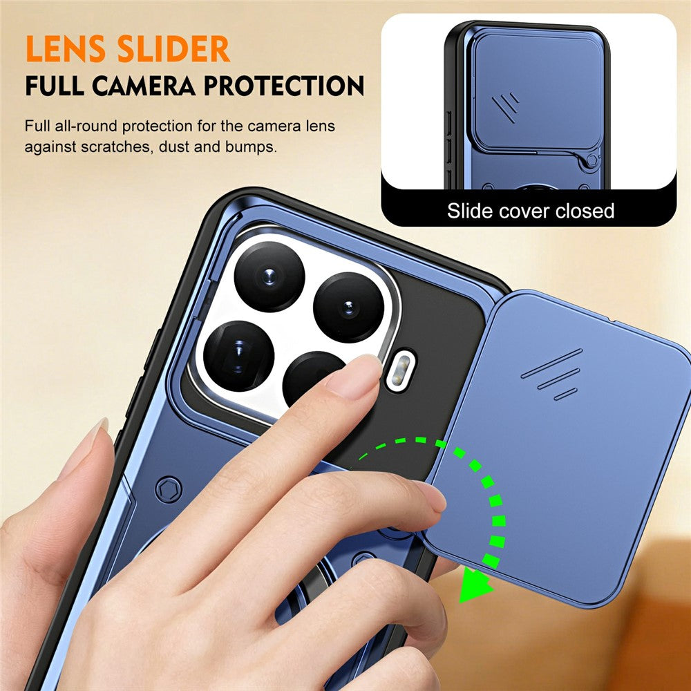 For Xiaomi 17T Case with Slide Lens Cover Rotatable Kickstand Shockproof TPU + PC Phone Shell