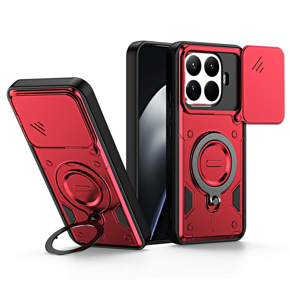 For Xiaomi 17T Case with Slide Lens Cover Rotatable Kickstand Shockproof TPU + PC Phone Shell
