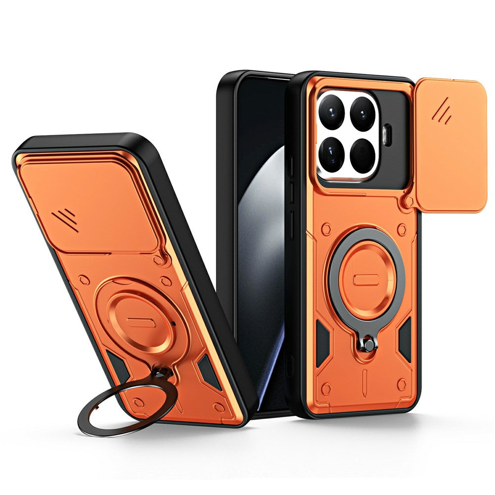 For Xiaomi 17T Case with Slide Lens Cover Rotatable Kickstand Shockproof TPU + PC Phone Shell