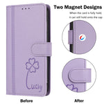 For iPhone 16e / iPhone 17e Wallet Case 9 Card Slots Lucky Clover Imprint Leather Phone Cover with Wrist Strap