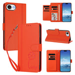For iPhone 16e / iPhone 17e Wallet Case 9 Card Slots Lucky Clover Imprint Leather Phone Cover with Wrist Strap