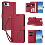 For iPhone 16e / iPhone 17e Wallet Case 9 Card Slots Lucky Clover Imprint Leather Phone Cover with Wrist Strap