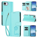 For iPhone 16e / iPhone 17e Wallet Case 9 Card Slots Lucky Clover Imprint Leather Phone Cover with Wrist Strap