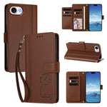 For iPhone 16e / iPhone 17e Wallet Case 9 Card Slots Lucky Clover Imprint Leather Phone Cover with Wrist Strap