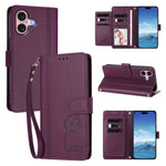 For iPhone 16 Wallet Case 9 Card Slots Lucky Clover Imprint Leather Phone Cover with Wrist Strap
