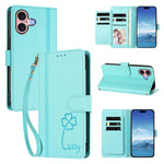 For iPhone 16 Wallet Case 9 Card Slots Lucky Clover Imprint Leather Phone Cover with Wrist Strap