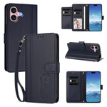 For iPhone 16 Wallet Case 9 Card Slots Lucky Clover Imprint Leather Phone Cover with Wrist Strap