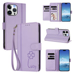 Til iPhone 16 Pro Max Pung Etui 9 Kortlommer Lucky Clover Præg Læder Telefoncover med Håndrem