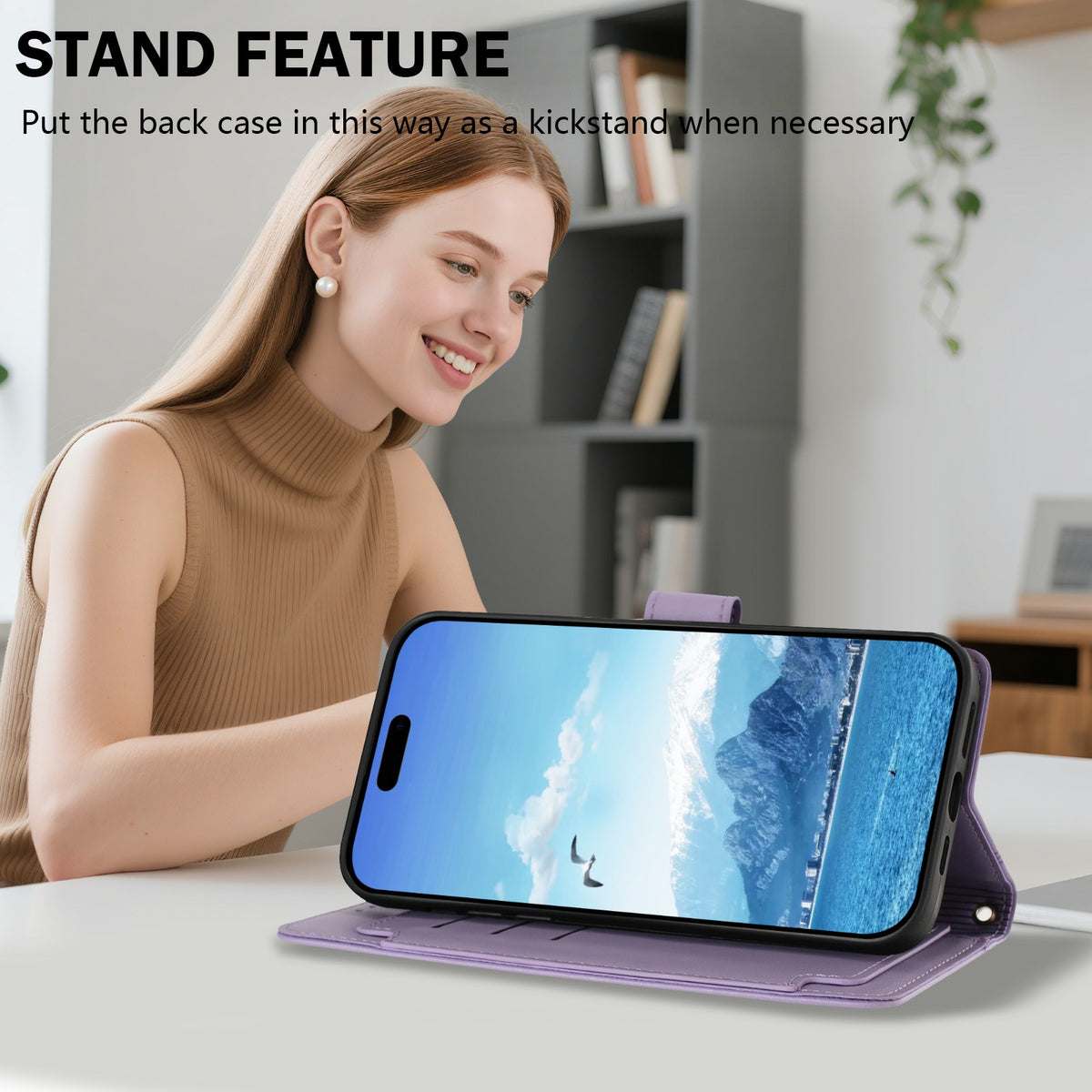 Til iPhone 16 Pro Max Pung Etui 9 Kortlommer Lucky Clover Præg Læder Telefoncover med Håndrem