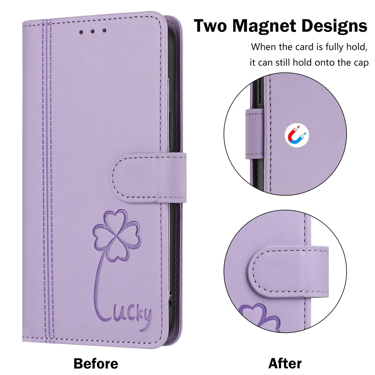 For iPhone 16 Plus Wallet Case 9 Card Slots Lucky Clover Imprint Leather Phone Cover with Wrist Strap